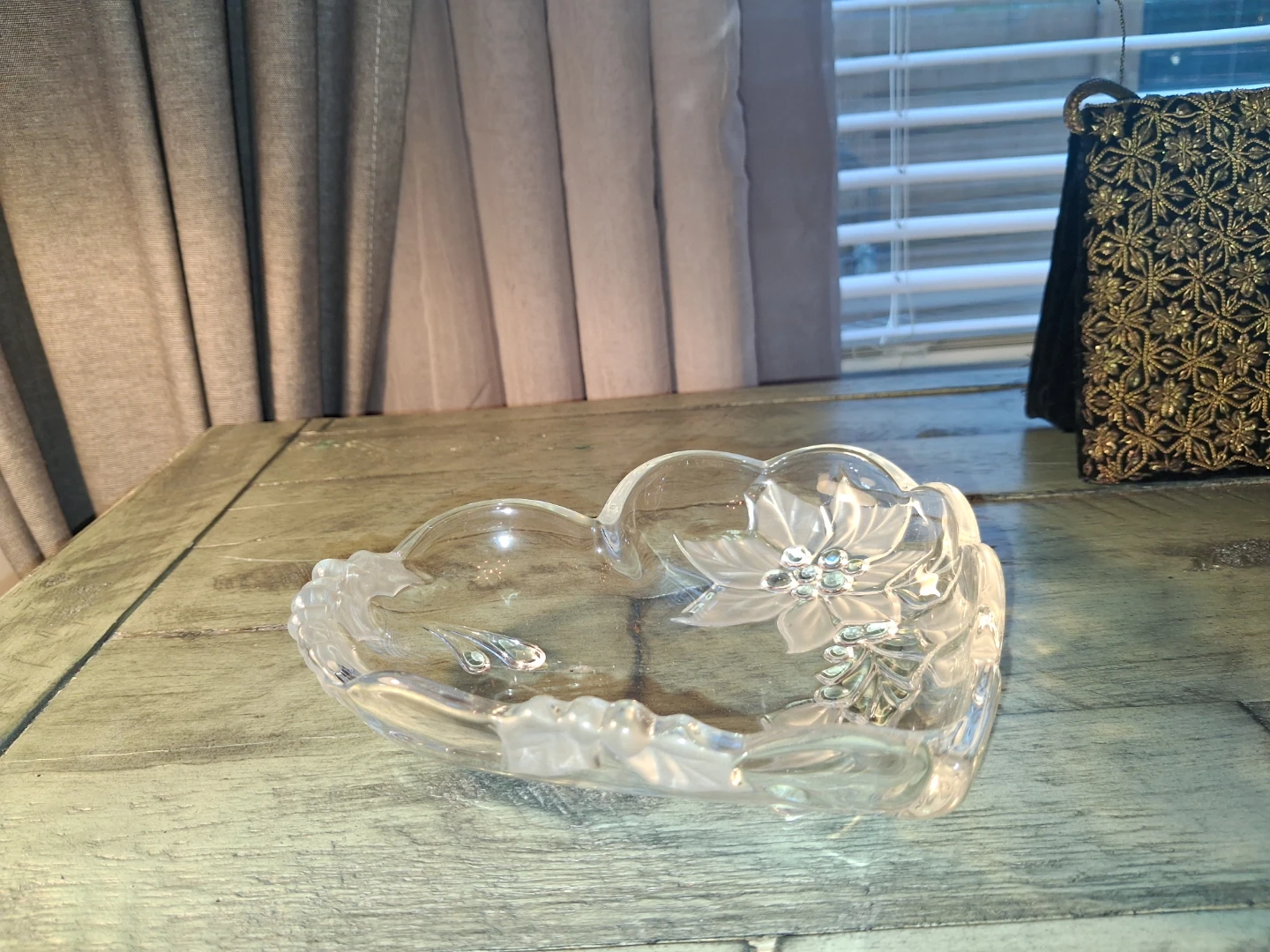 Heart Shaped Glass Dish with Floral Design - photo 3