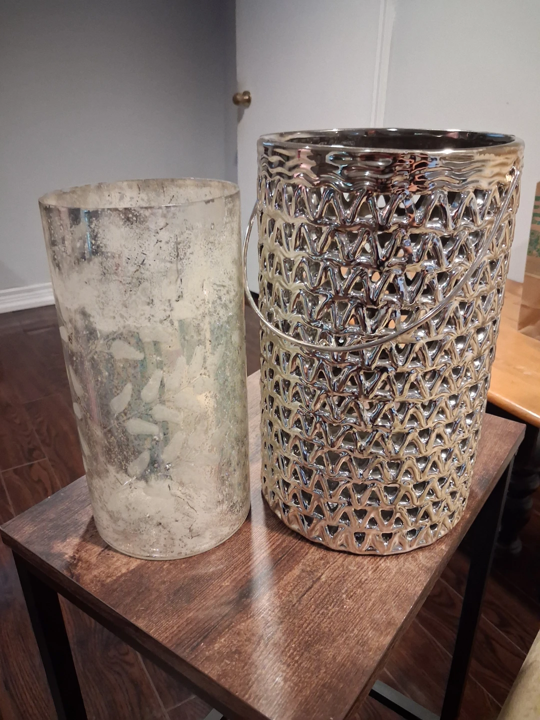 Silver ceramic lattice lantern - photo 2
