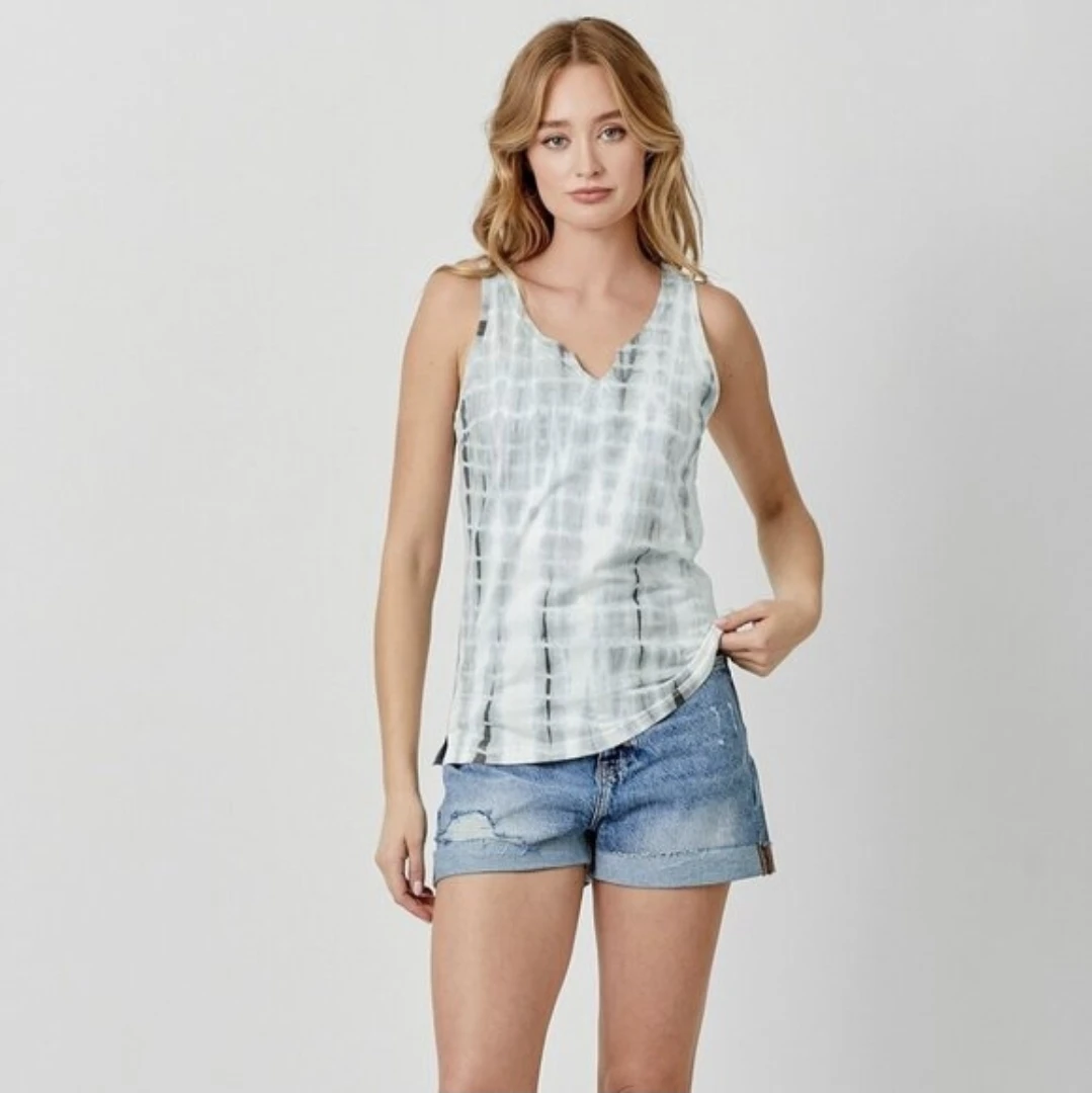 NWT Mystree Grey Tie-Dye Notch Neck Tank Top Size S - photo 5
