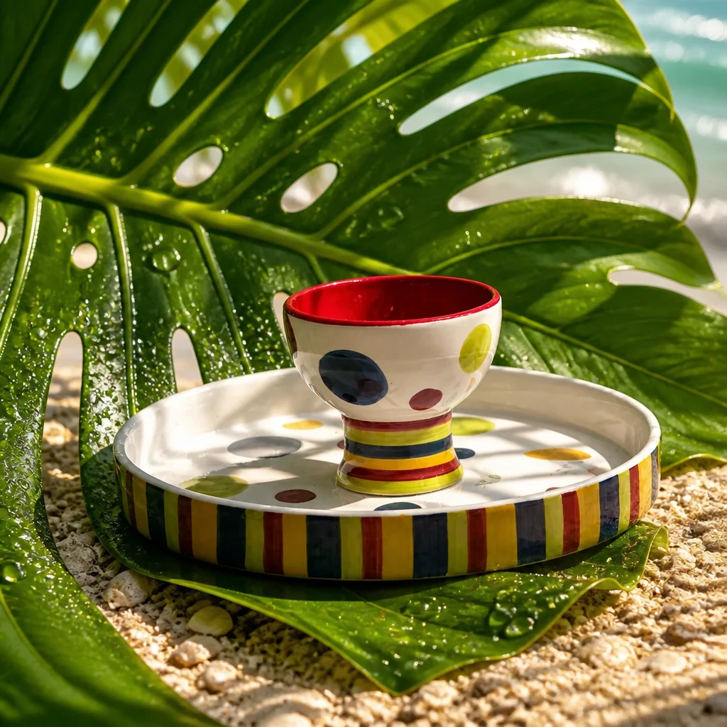 Colorful Ceramic Cake Stand with Pedestal Bowl - photo 2
