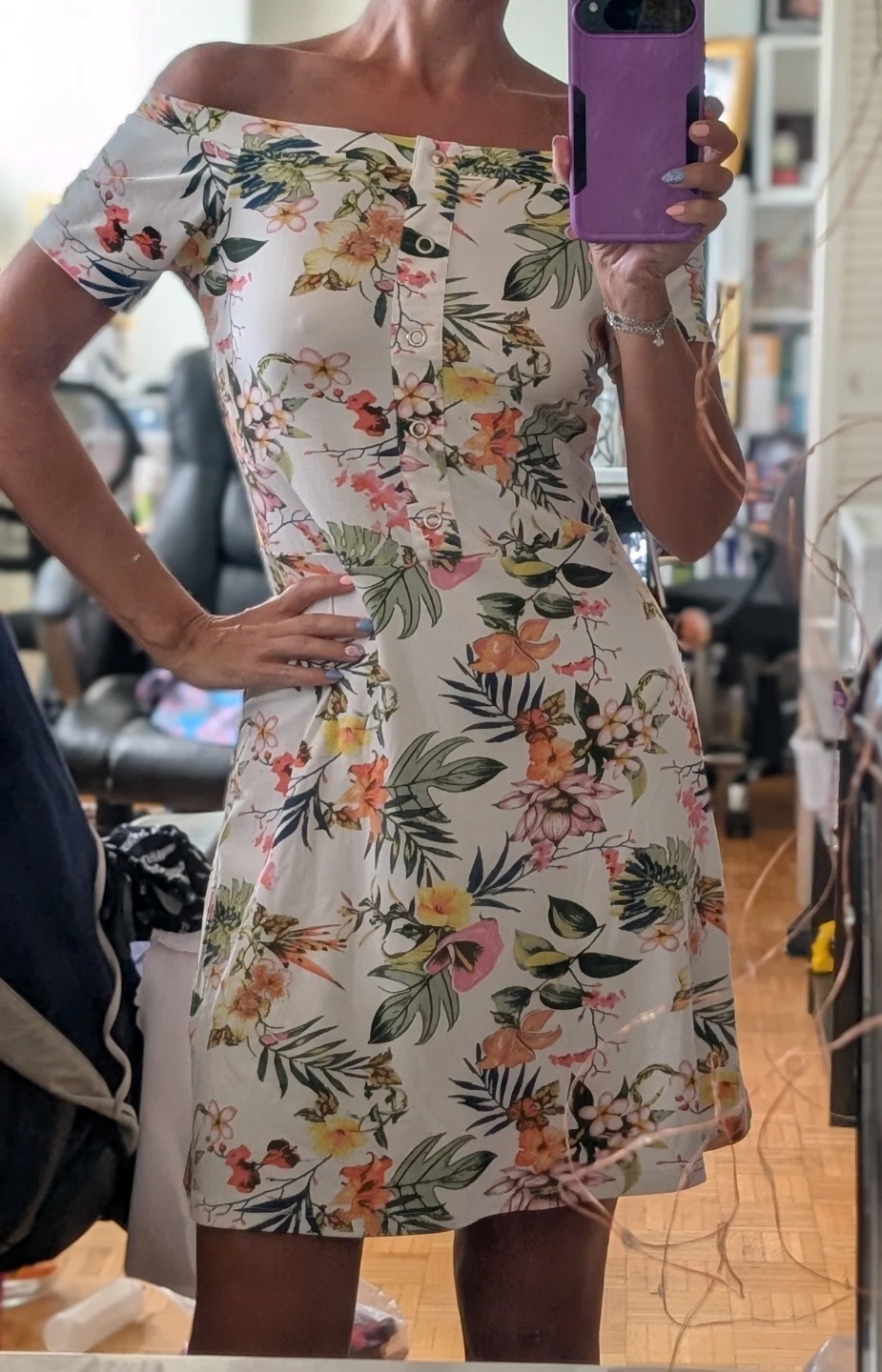 Ardene Floral Off-the-Shoulder Dress Size S