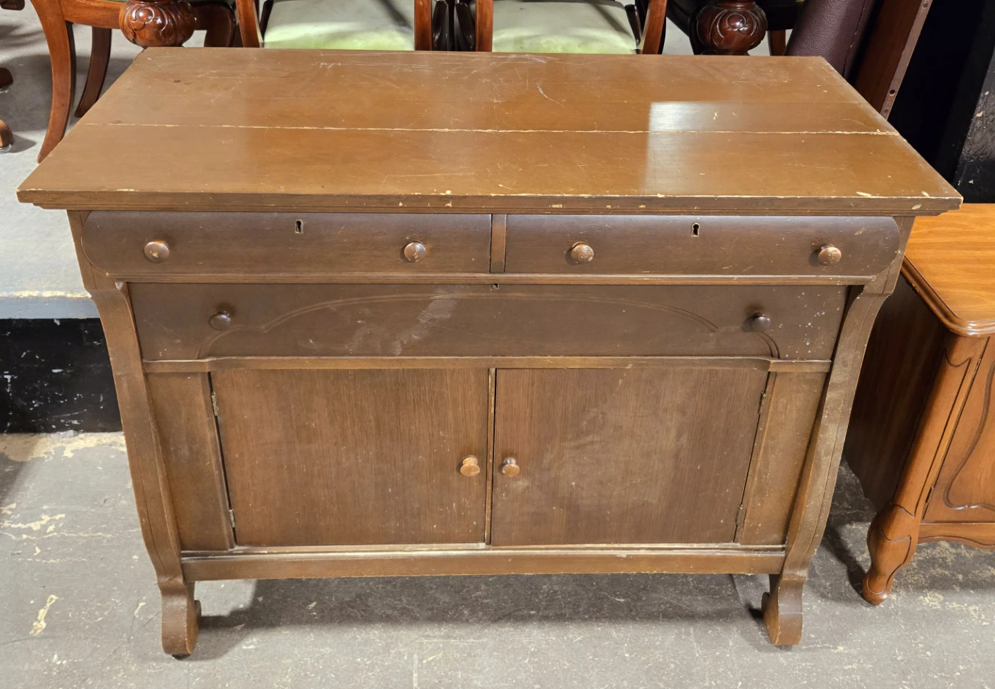 Antique Solid Walnut Buffet/Sideboard With Storage - photo 4