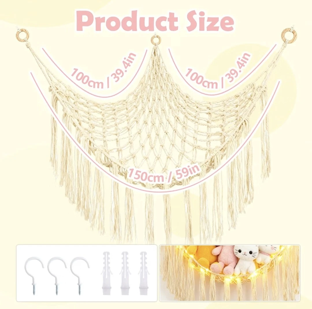 Macrame Hammock Shelf for Stuffed Animals - photo 2