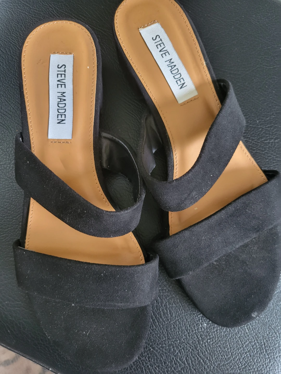 Steve Madden Black Suede Block Heel Sandals