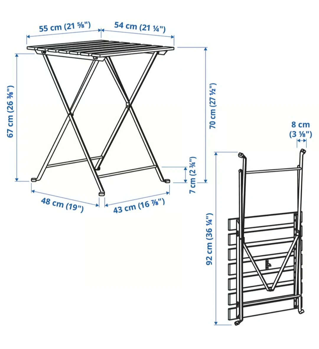 Wooden and metal folding bistro table and chair set - photo 4