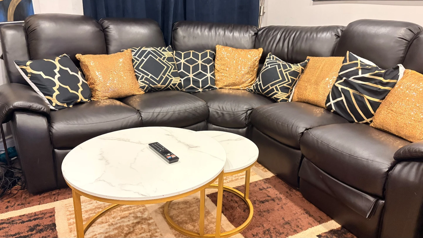 Brown Leather Sectional Sofa - photo 3