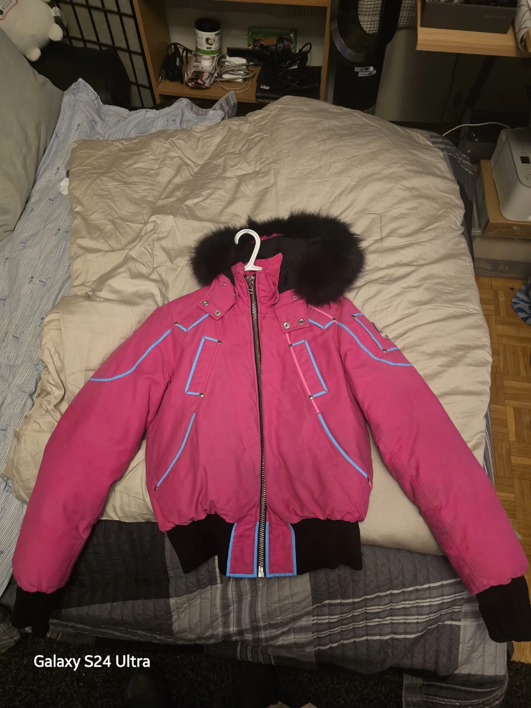 Custom Moose Knuckles Down Filled Bomber Jacket Pink