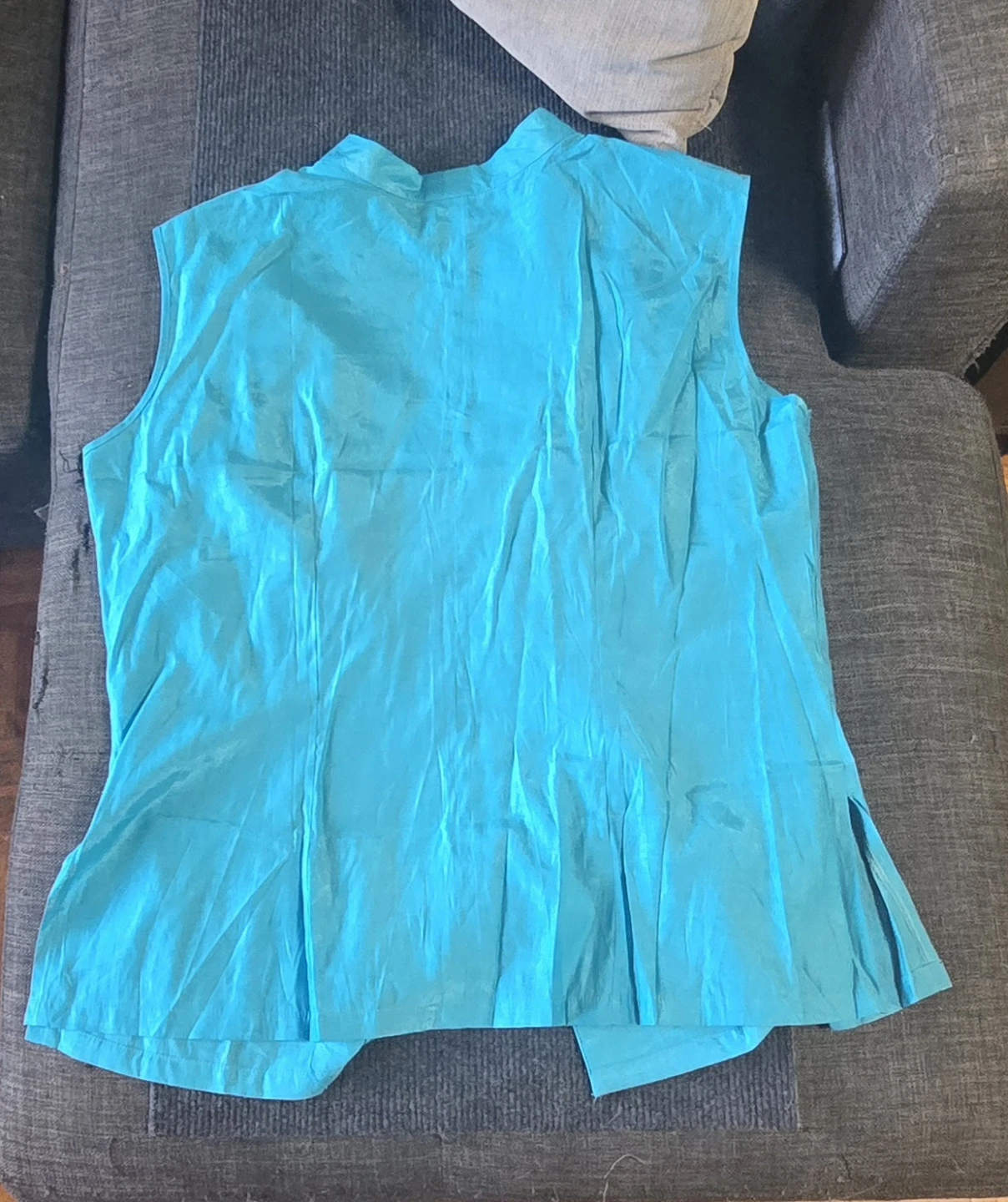Turquoise silk sleeveless blouse 3XL - photo 5