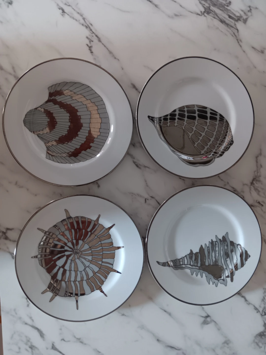 Fitz and Floyd "Corviglia Platina" Dessert Plates Set of 4