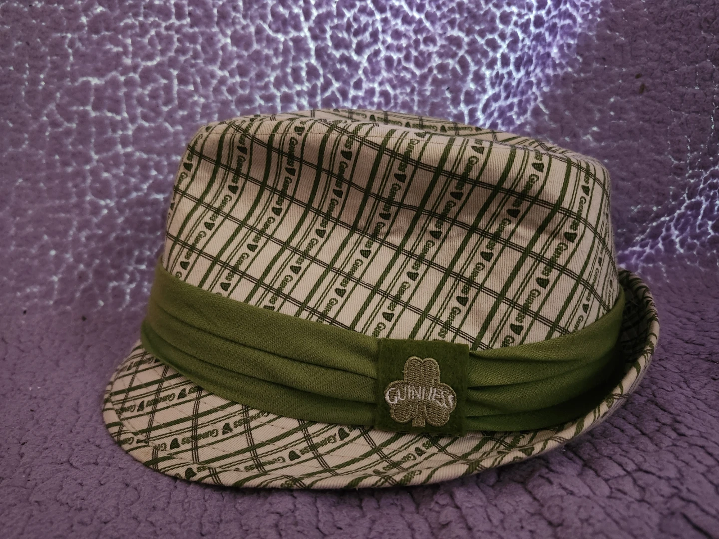 Guinness Plaid Fedora Hat Green White