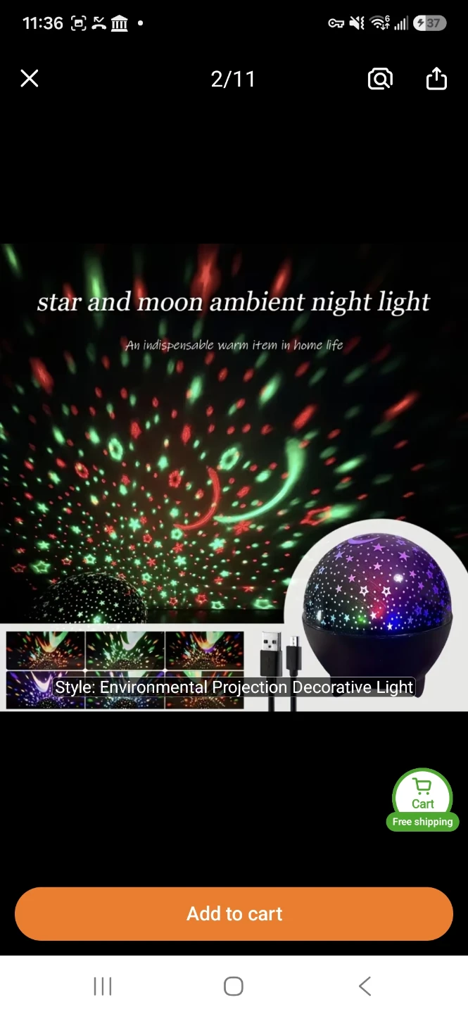 Star and Moon Ambient Night Light Projector - photo 5