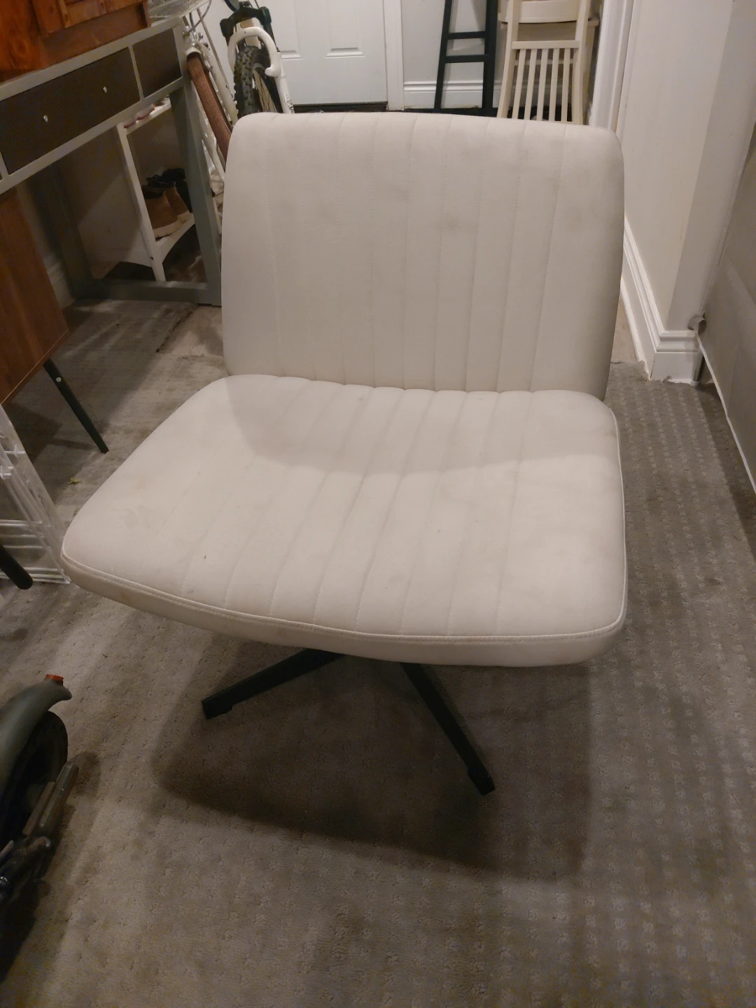 Off-White Swivel Accent Chair