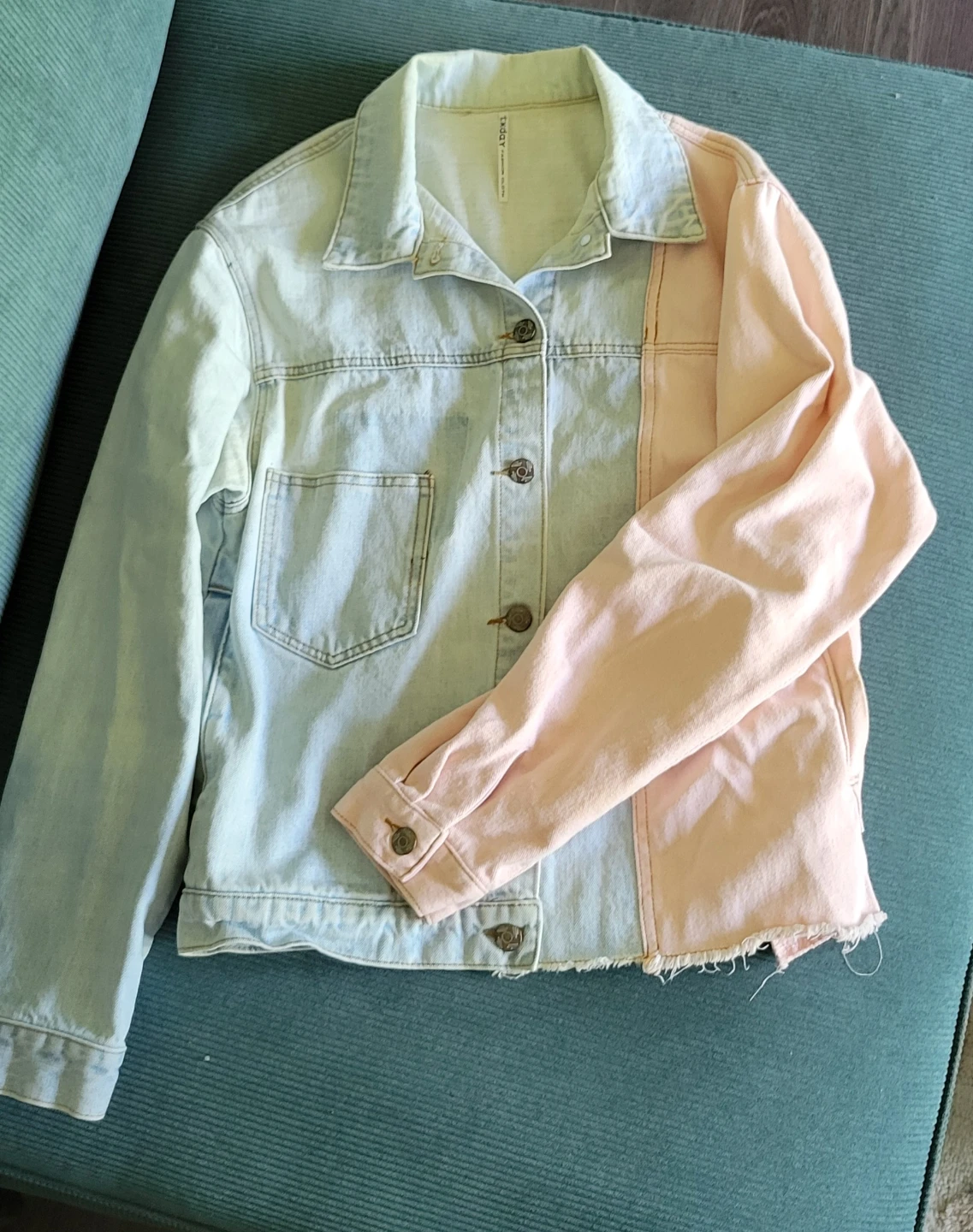Two-toned Pink and Blue Denim Jacket