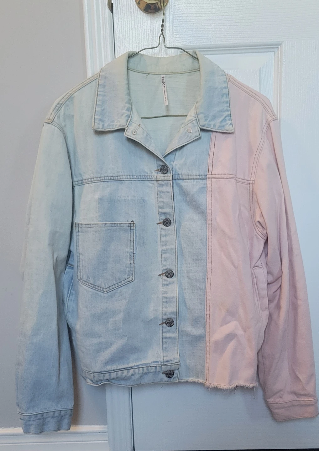 Two-toned Pink and Blue Denim Jacket - photo 2