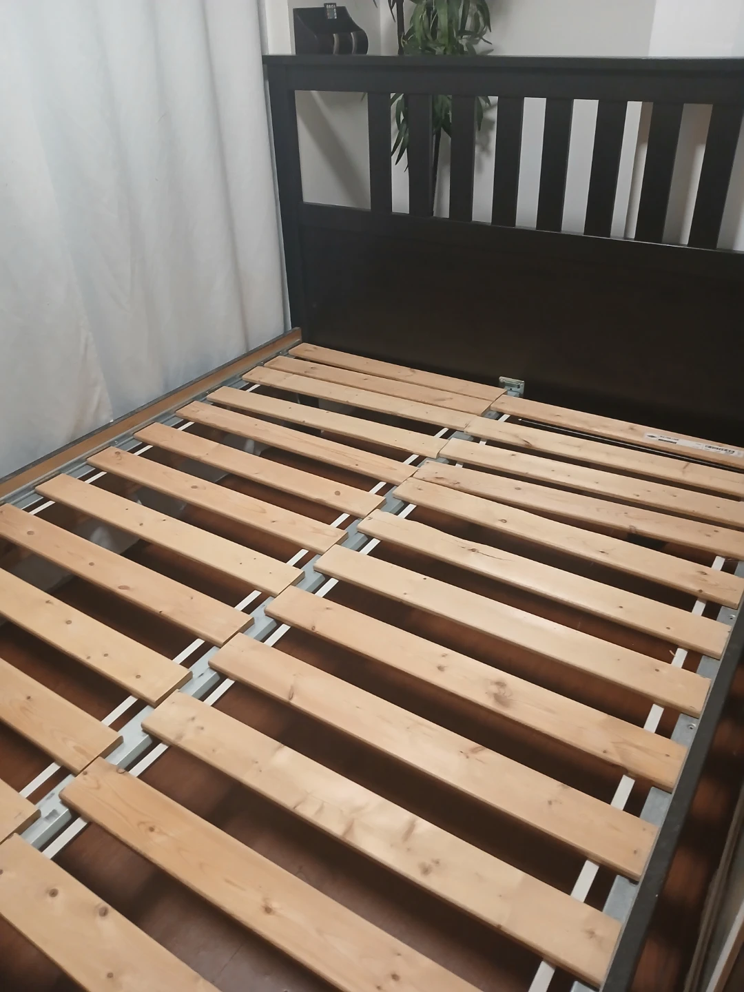 Ikea Dark Brown Wooden Bed Frame with Headboard