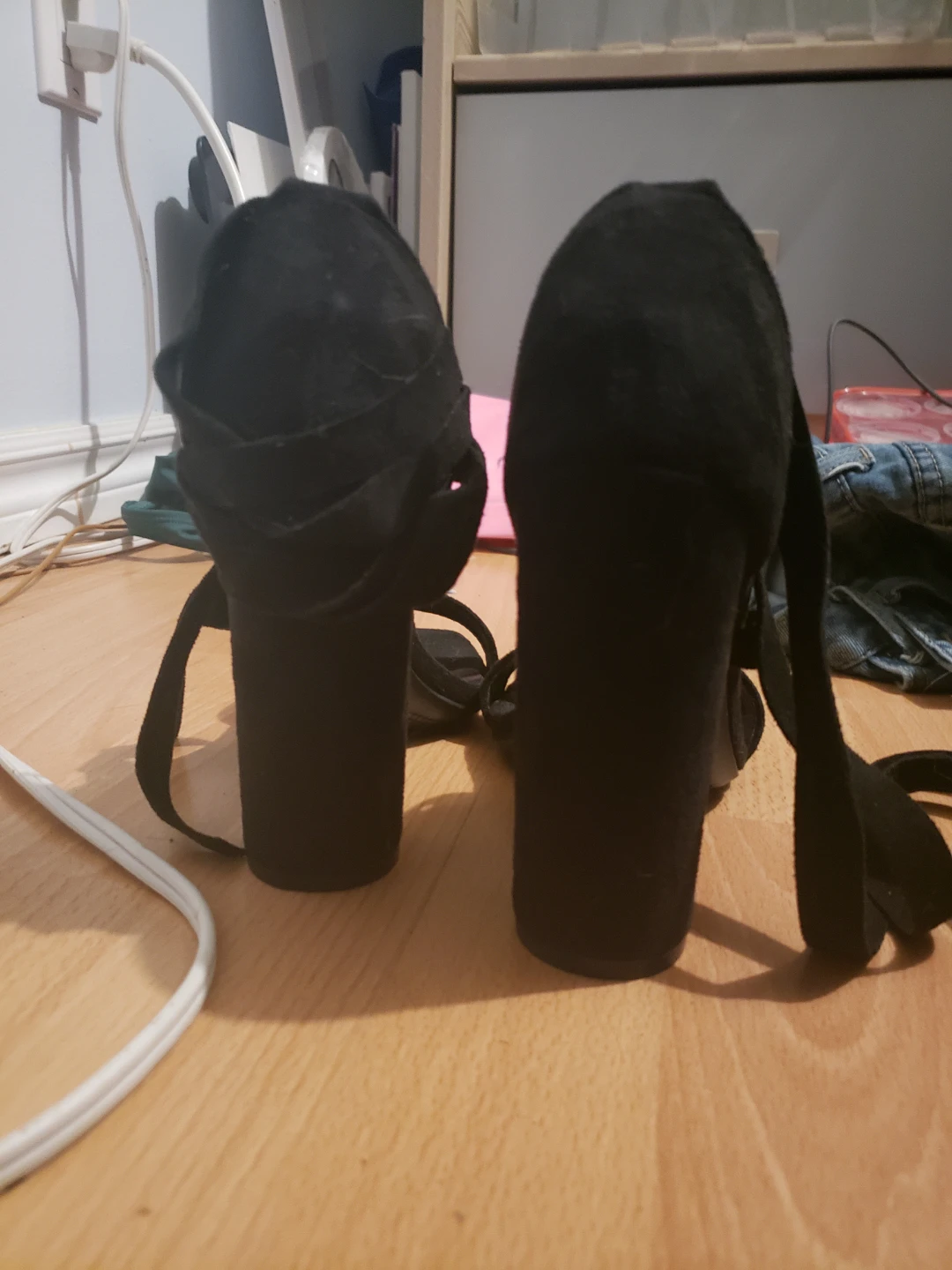 Black Suede Wrap-Around Heels - photo 3