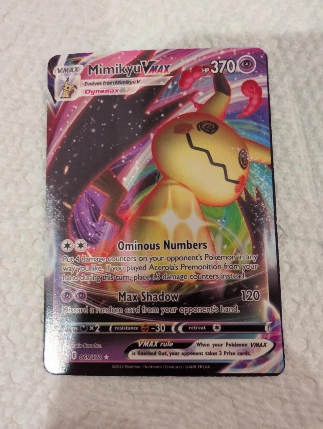 Pokemon Mimikyu VMAX Trading Card  069 / 172 - photo 3