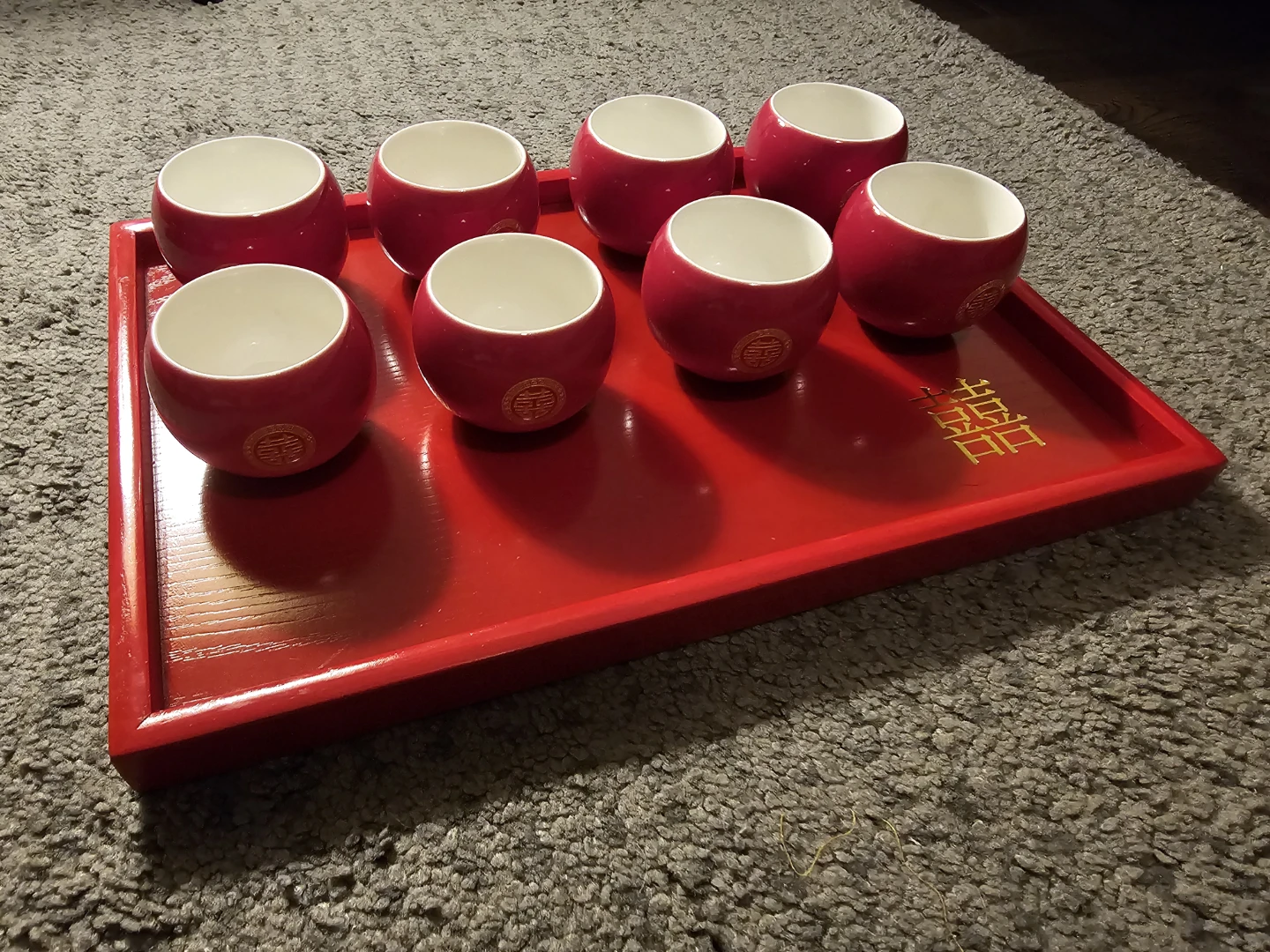 Chinese Wedding Tea Ceremony Red Traditional Porcelain Cups - photo 4