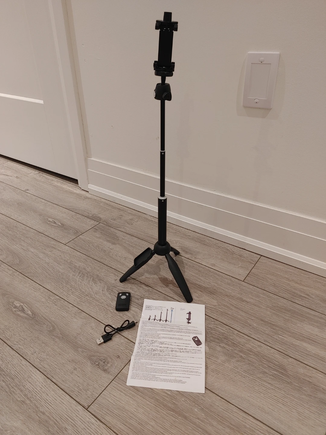 Black Extendable Tripod with Bluetooth Remote