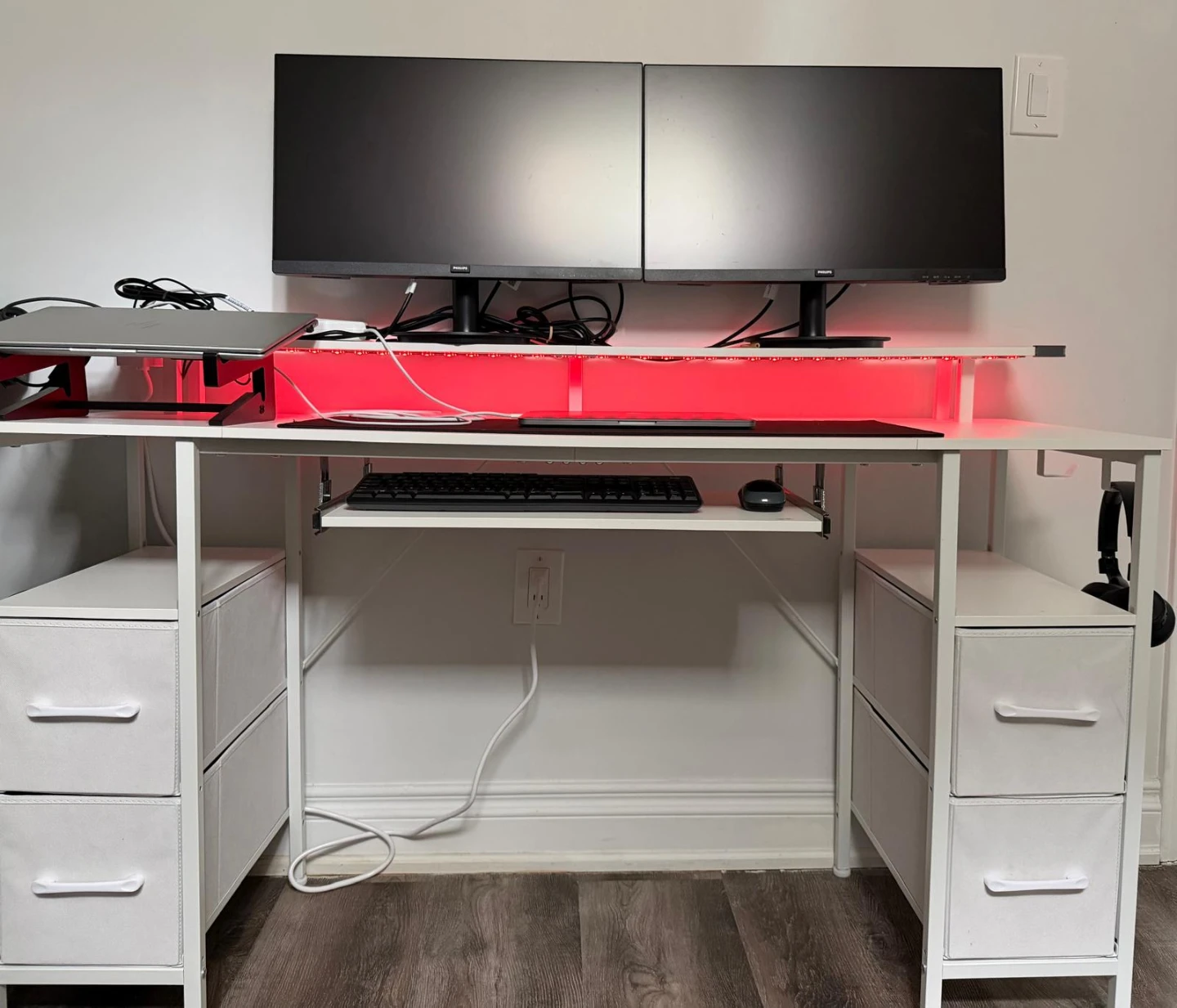 Seventable Computer Desk 47.2" with LED Lights and Power Outlets - photo 2