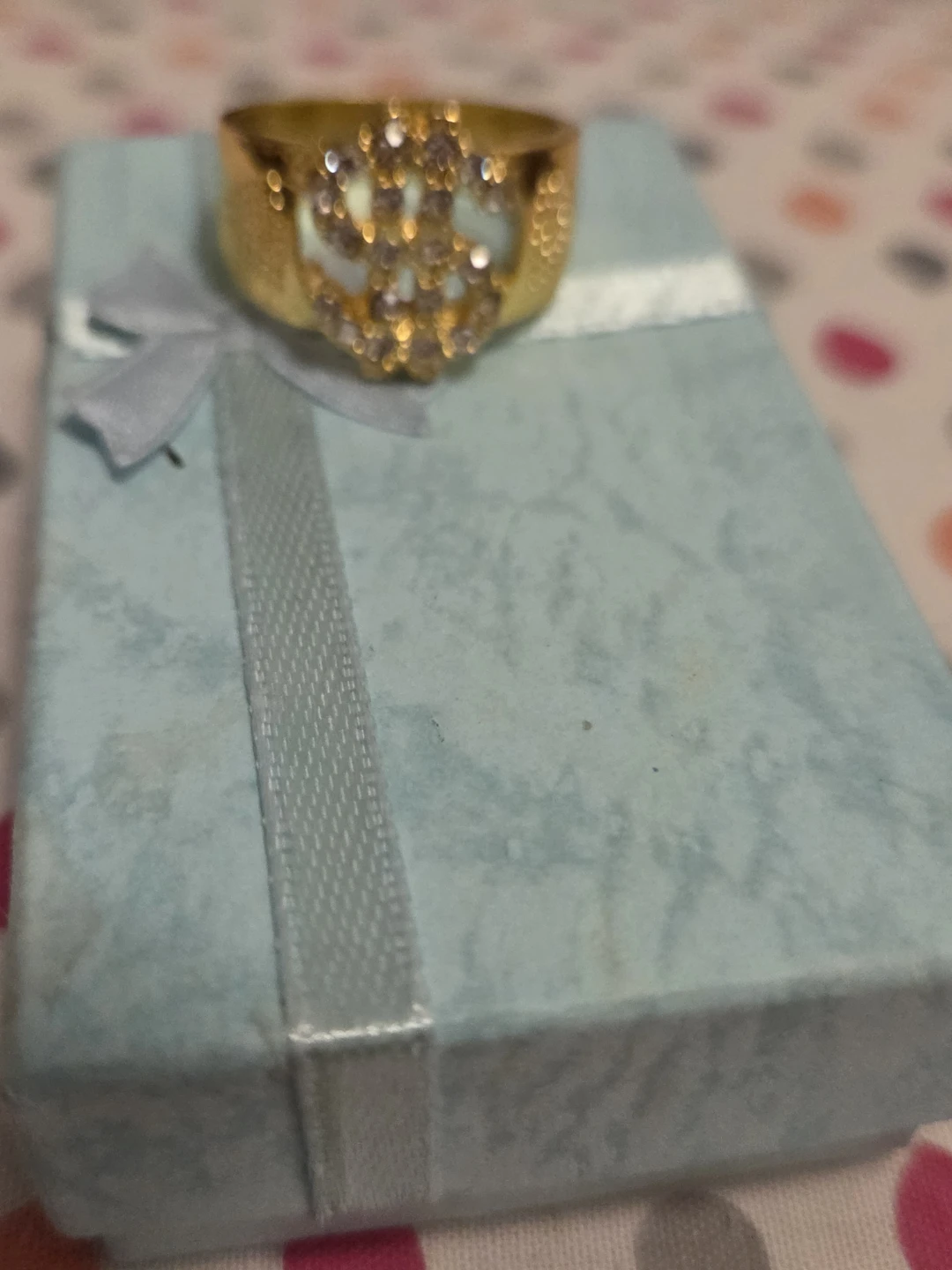 Gold tone ring with rhinestones - photo 5
