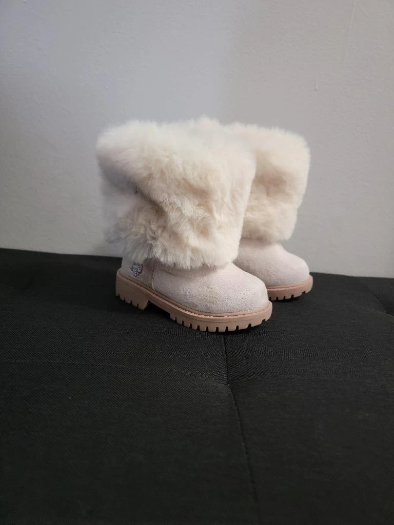 Toddler Girls Pink Fur Lined Boots size US 5C