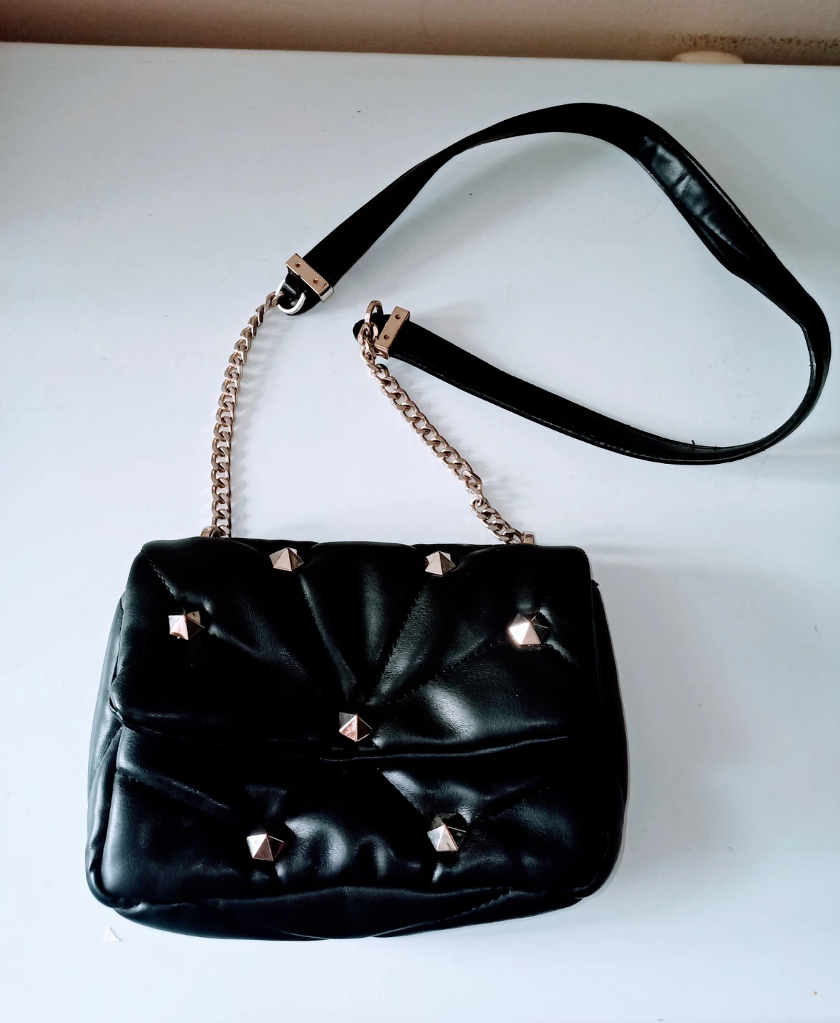 LikeNew~ZARA QUILTED STUDDED CROSSBODY BAG