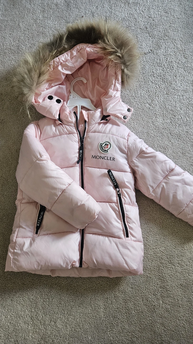 Moncler Pink Puffer Jacket with Fur Hood