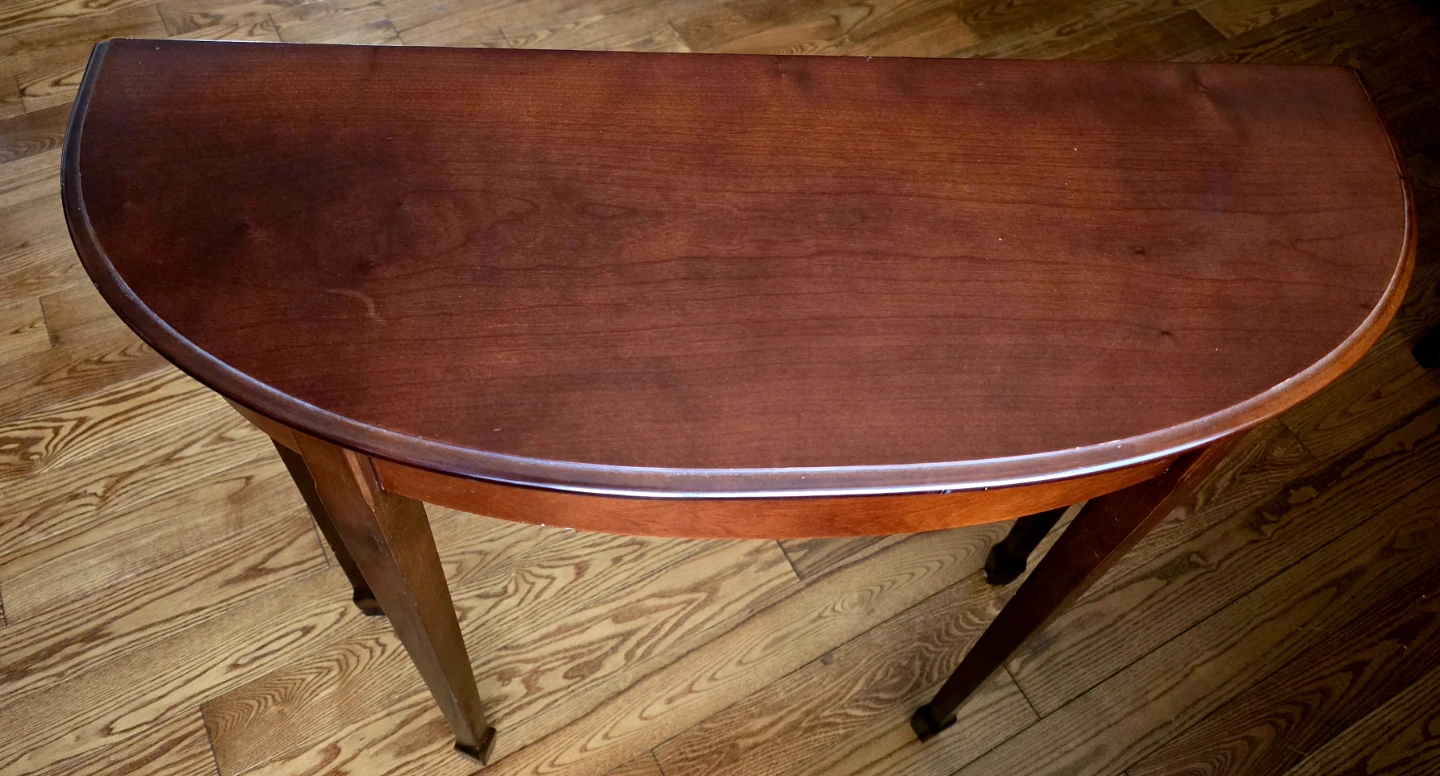 Demilune console table, EUC, Yes available in Millwoods. - photo 2