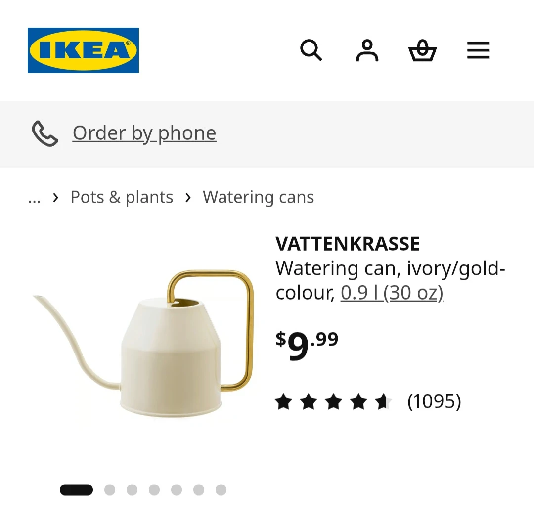 IKEA VATTENKRASSE Watering Can - Ivory/Gold