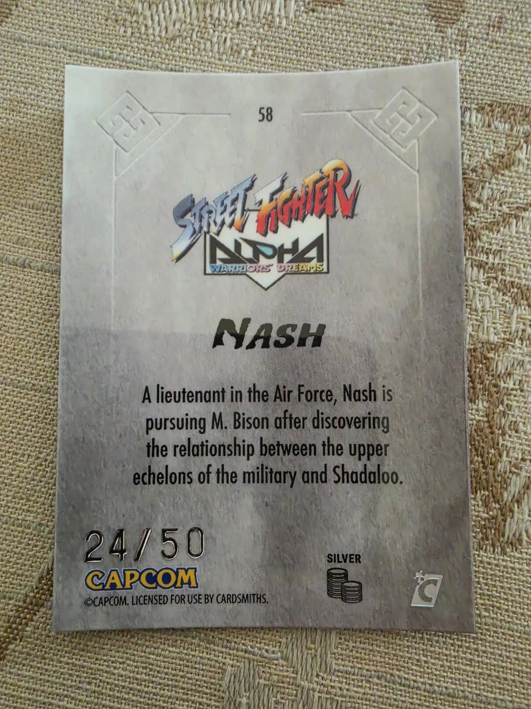 Street Fighter Alpha Warriors Dreams Trading Card - Nash 24/50 - photo 2