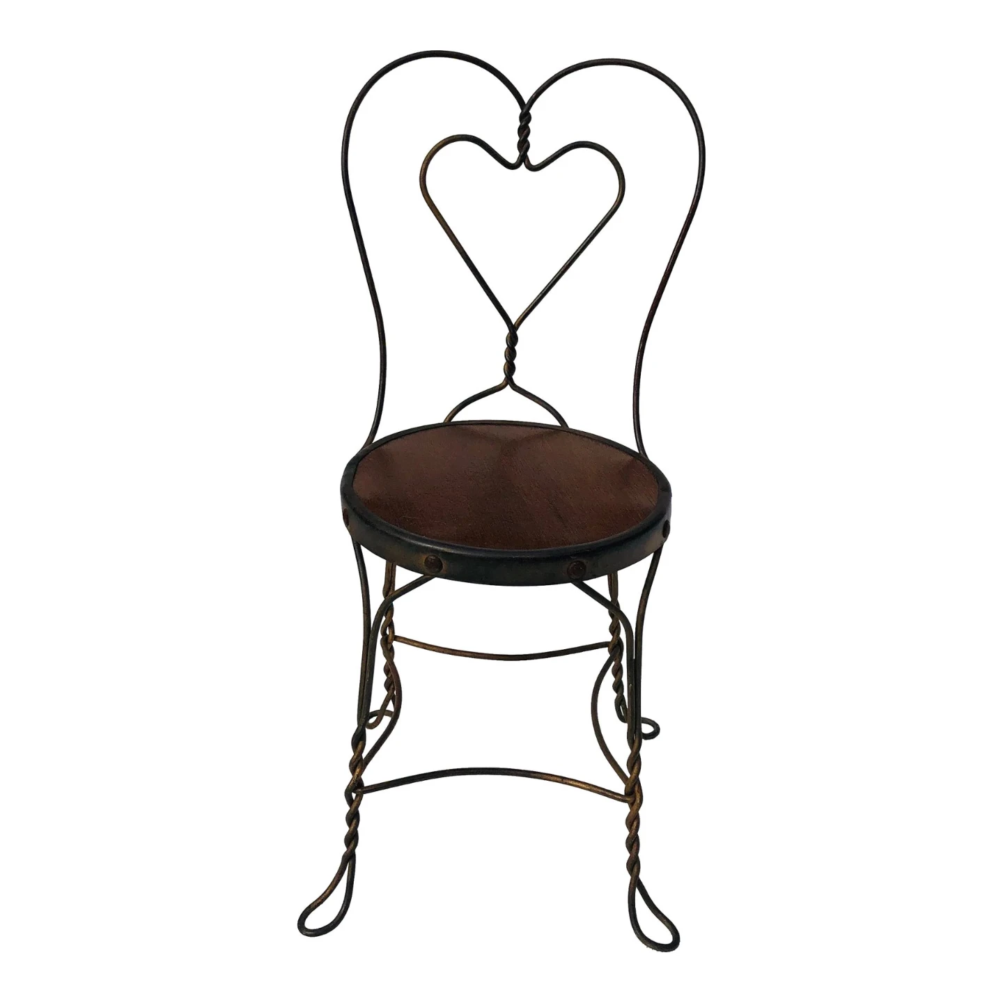 Pair of vintage heart back metal parlor chairs