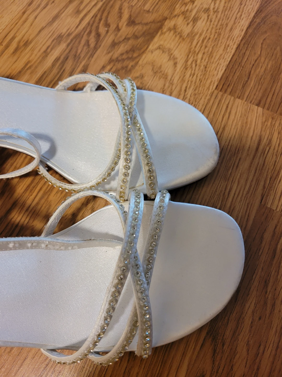 White Sandals with Rhinestone Straps