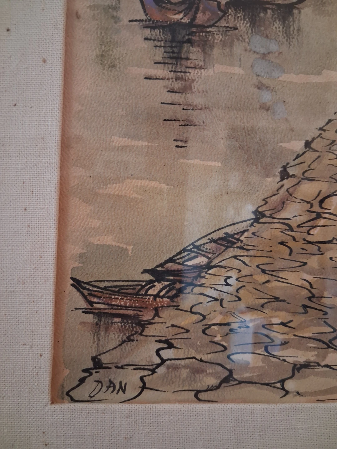 Framed vintage Watercolour Painting of Sailboats by Dan - photo 3