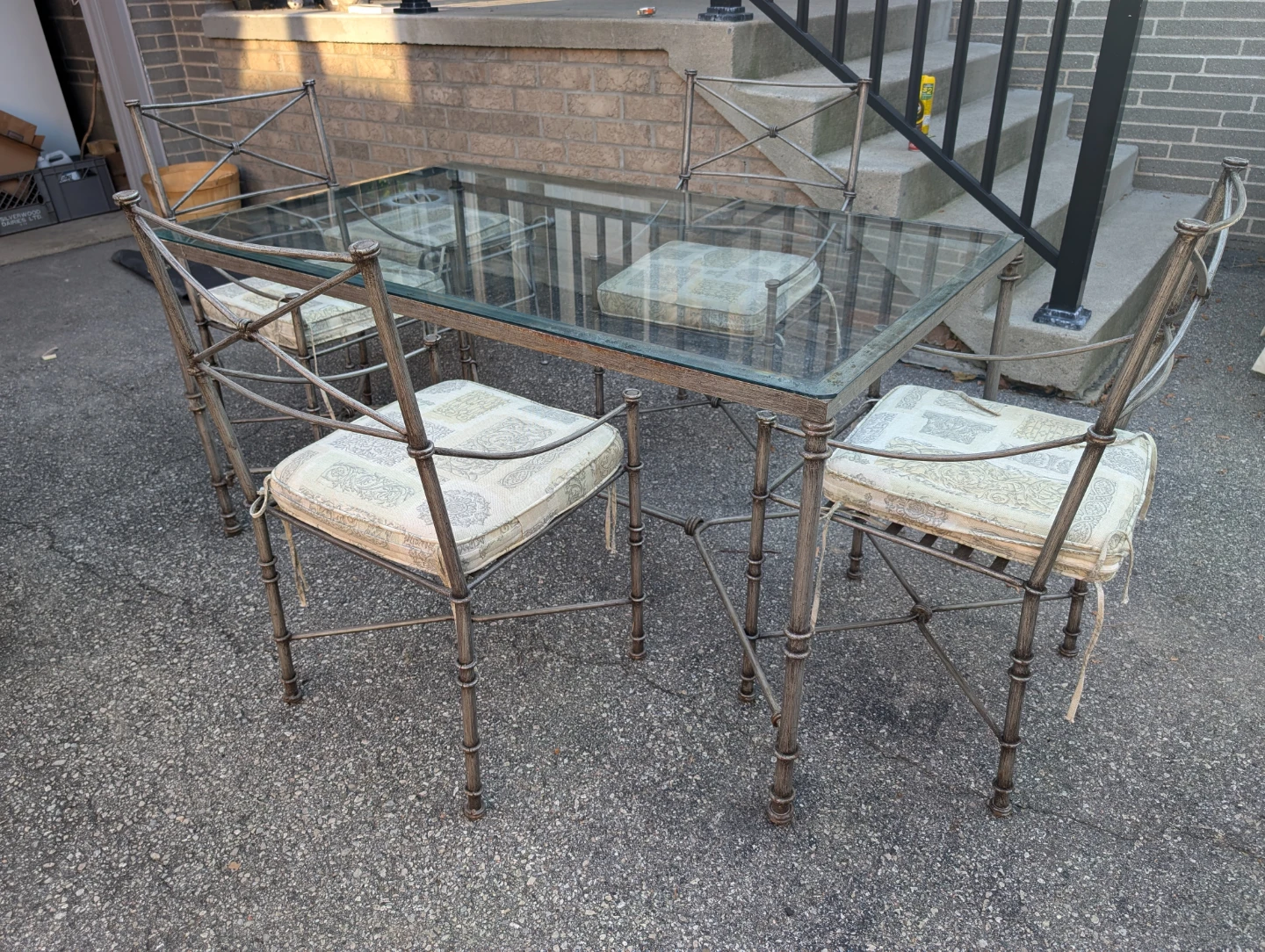 Glass Top Dining Set with 4 Chairs and Ottoman - photo 2
