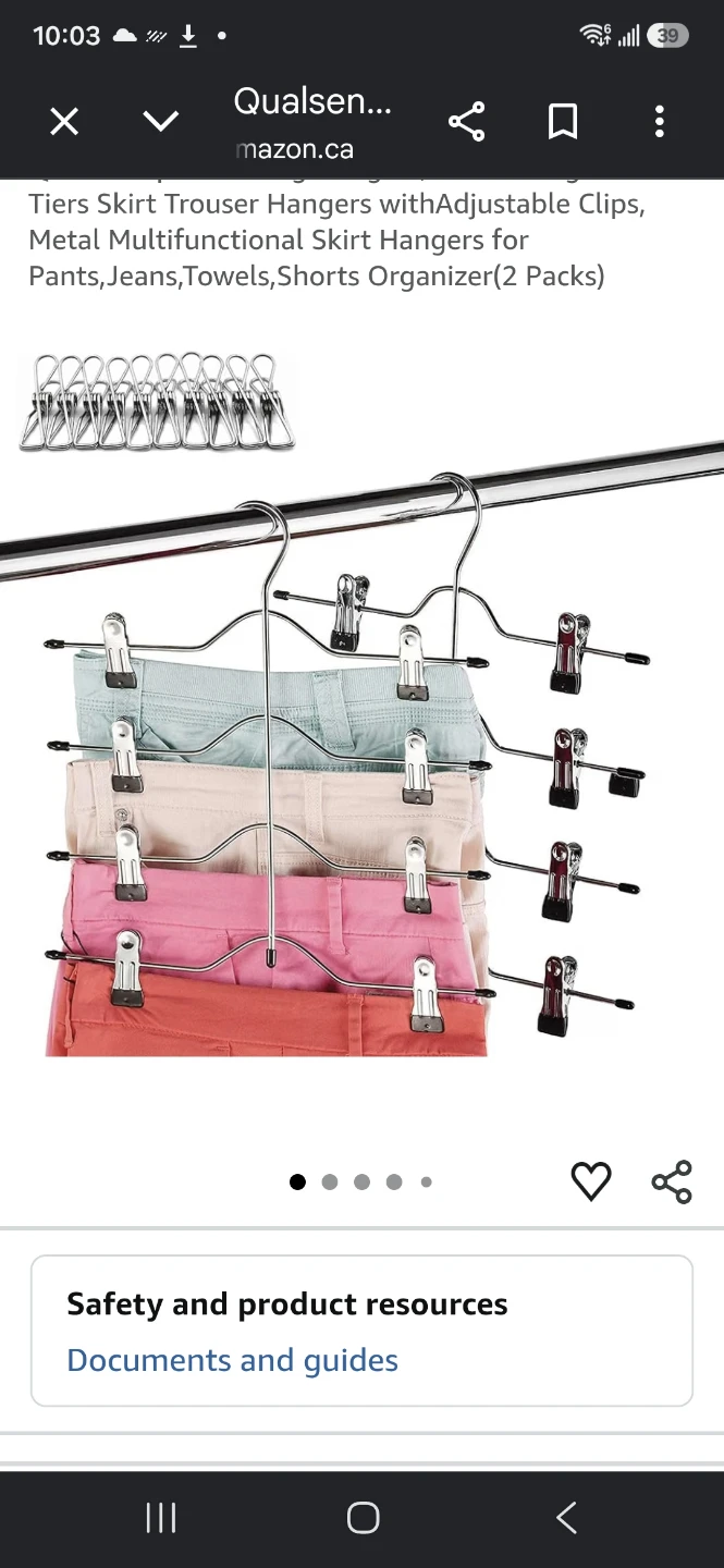 Qualsen 2 Pack Skirt/pant Hangers with Adjustable Clips
