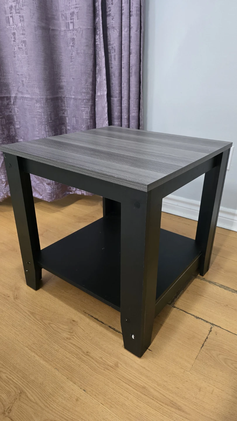 Grey Wood Coffee Table with Shelf