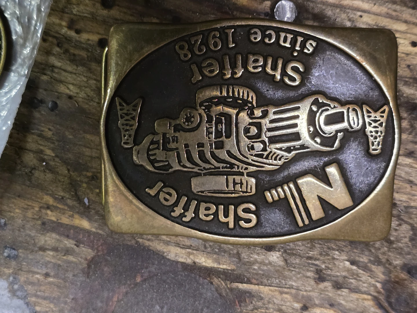 Shaffer "N" "N" Brass Belt Buckle