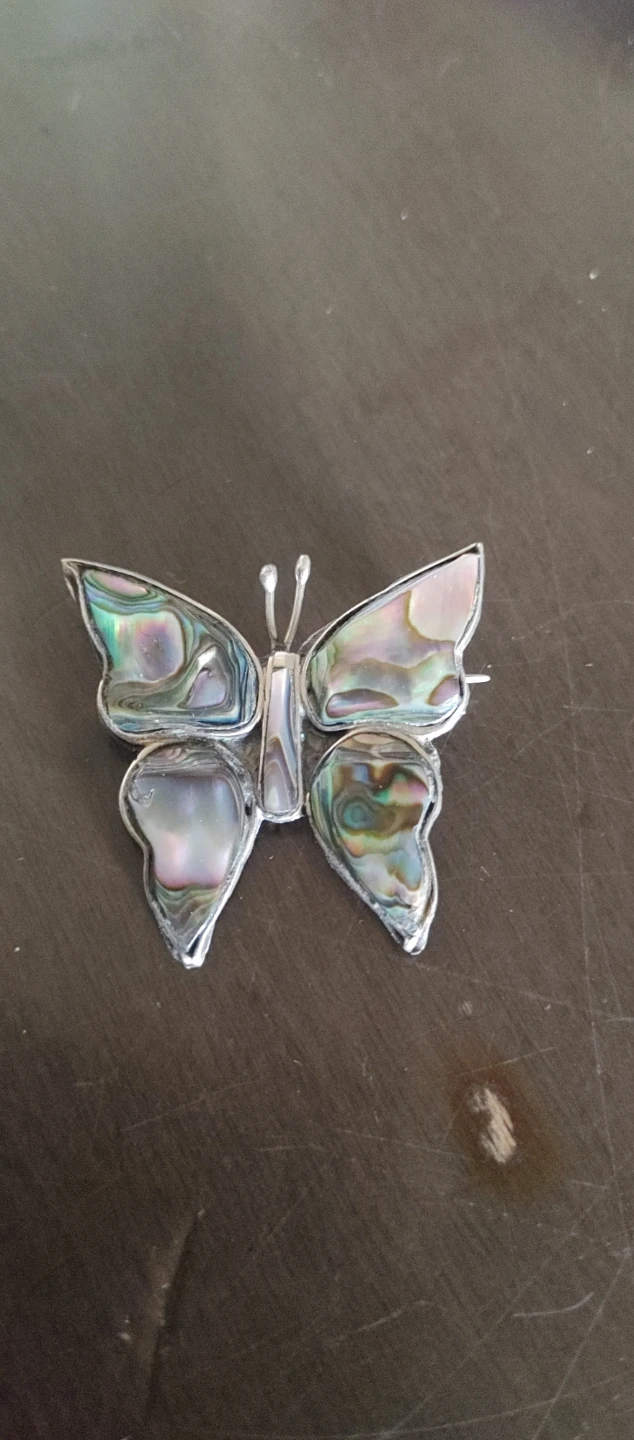 Butterfly Brooch with Abalone Shell
