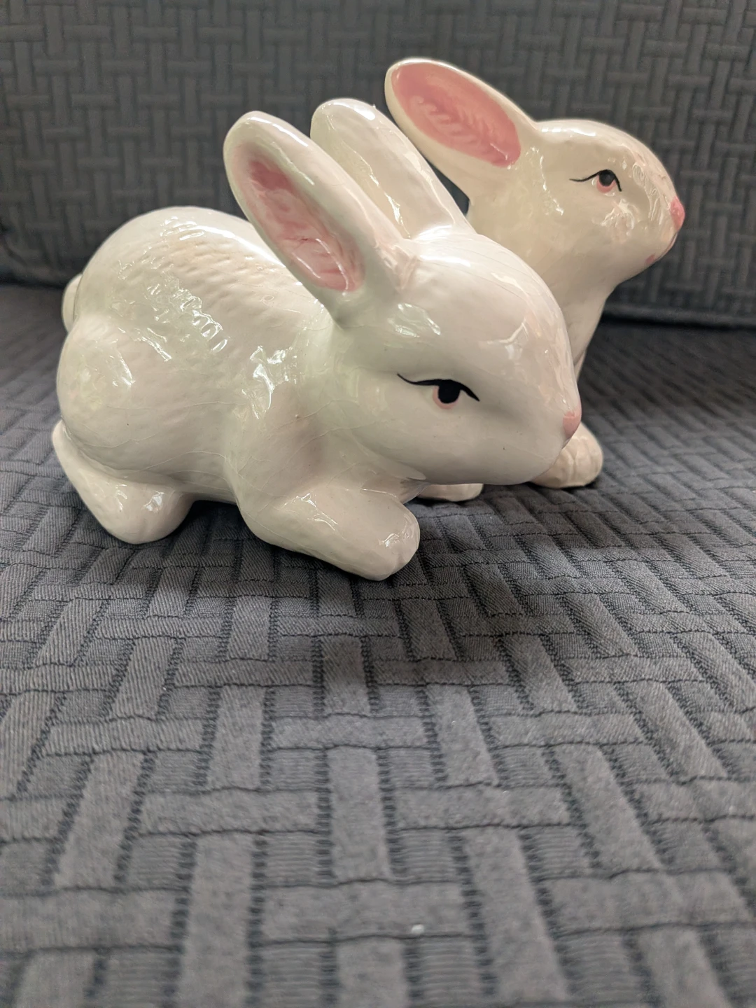 White Ceramic Bunny Figurines Set of 2 - photo 4