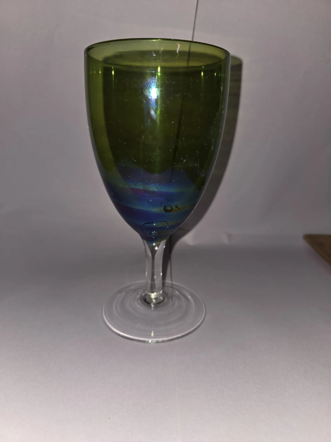 Iridescent Green Wine Glass