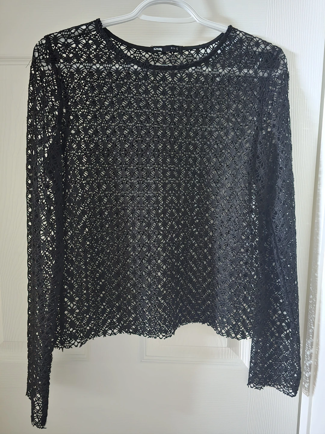 Sinsay Black Lace Long Sleeve Top Size S