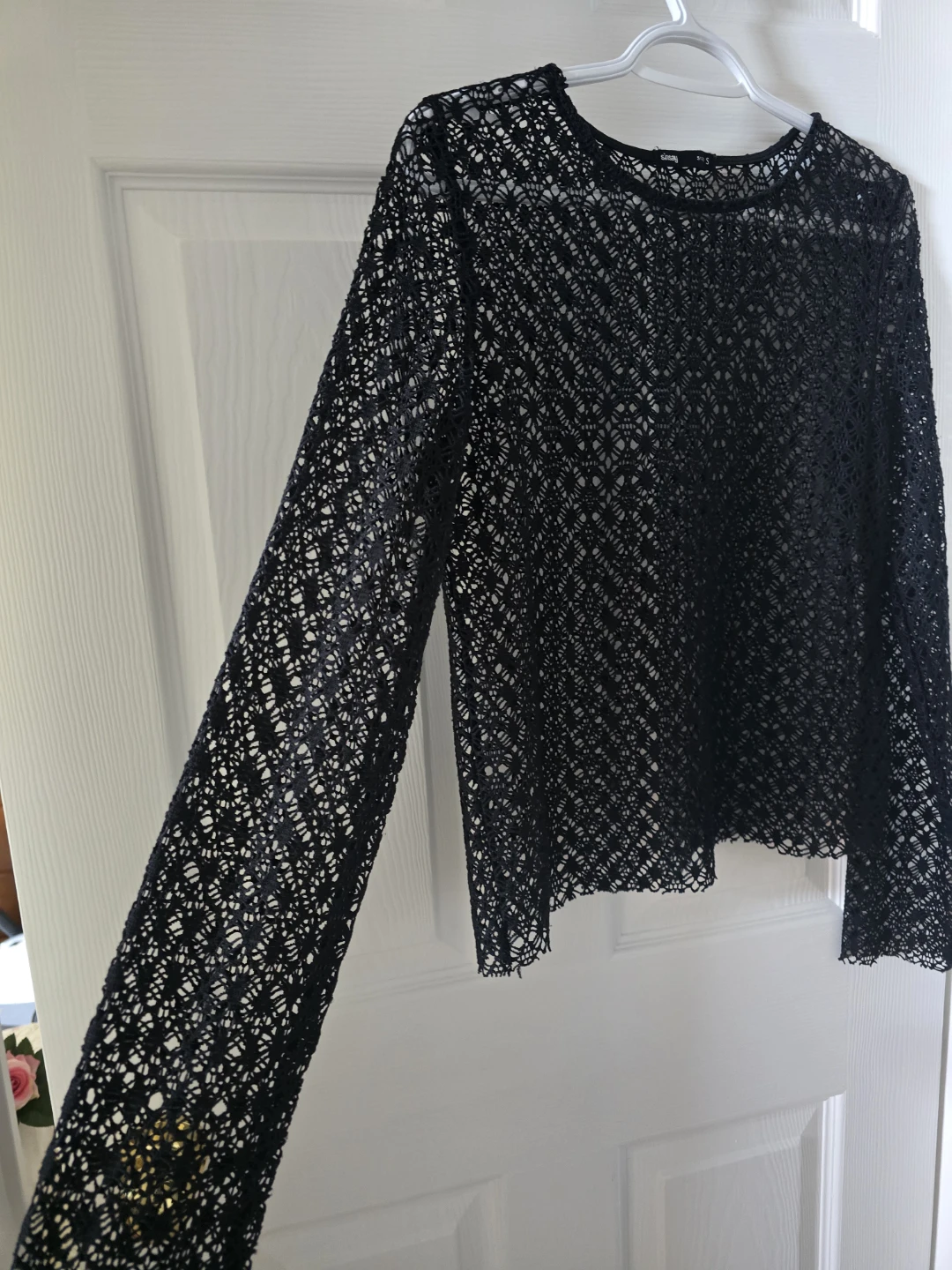 Sinsay Black Lace Long Sleeve Top Size S - photo 2