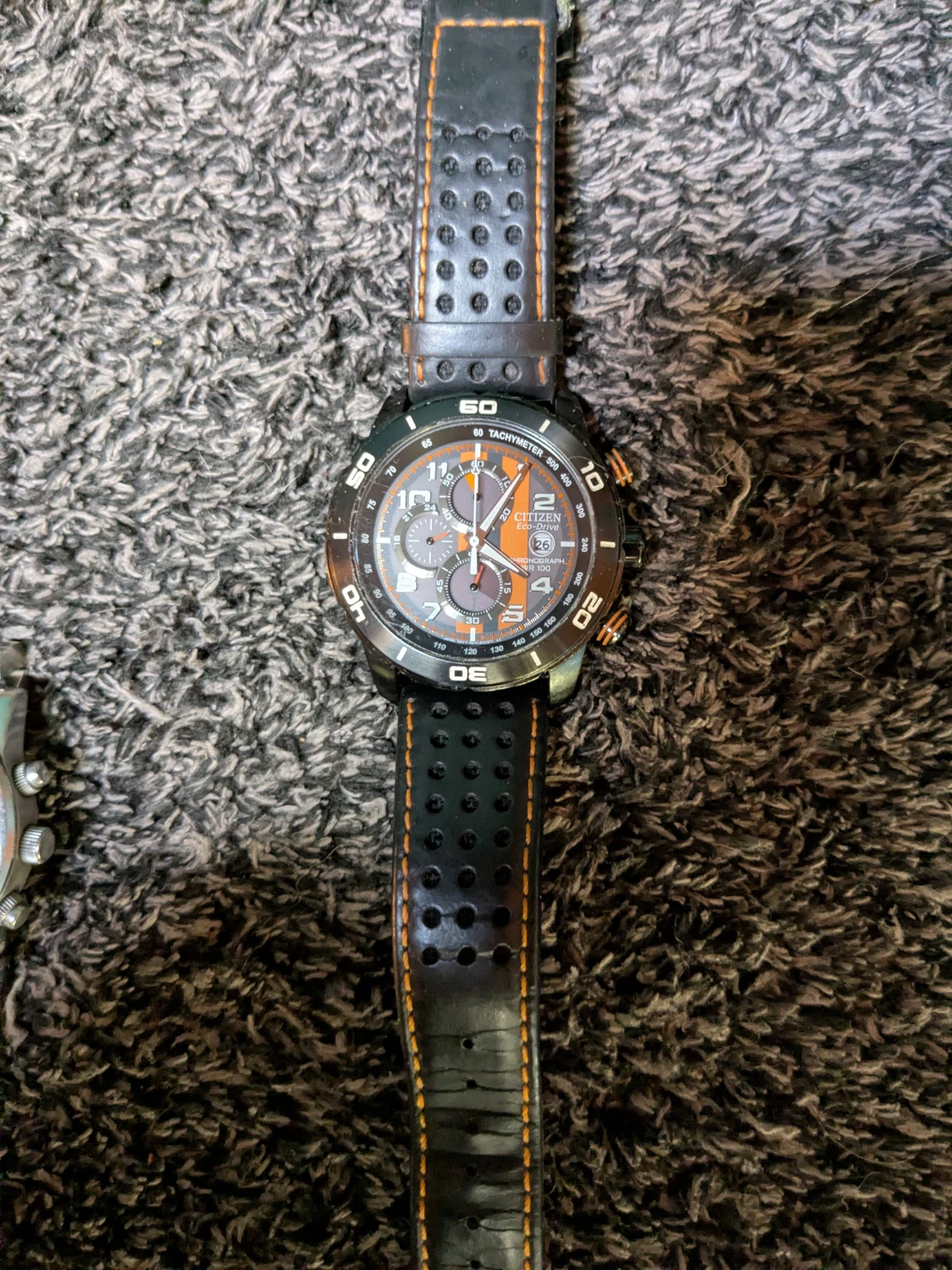 Citizen eco-drive chronograph wr 100 Black and Orange