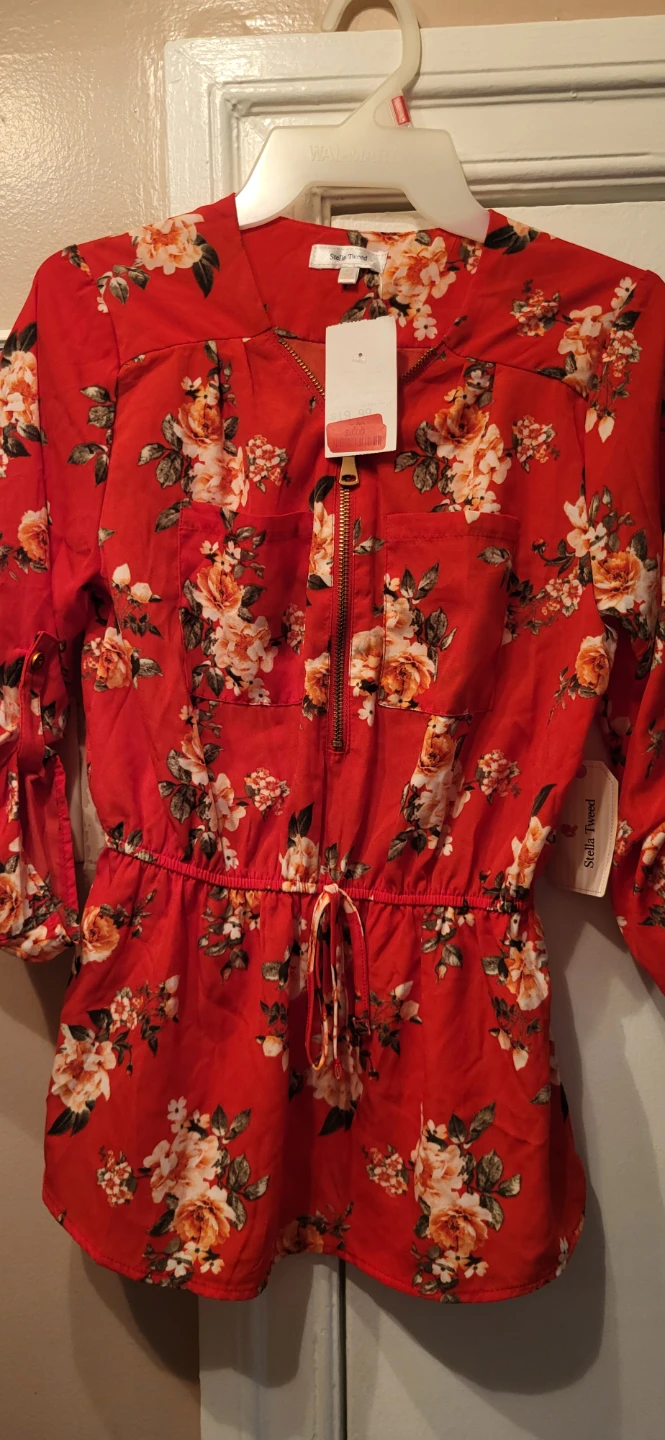 Womens Red and Black Floral Print Blouses - photo 4