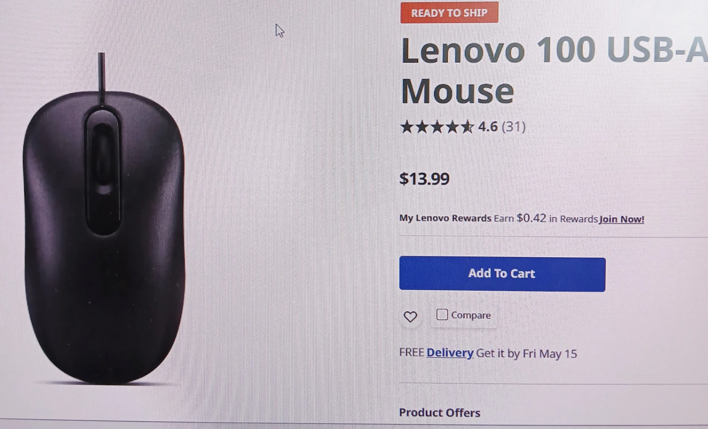 New Lenovo 100 USB-A Wired Mouse SM-1035 - photo 4