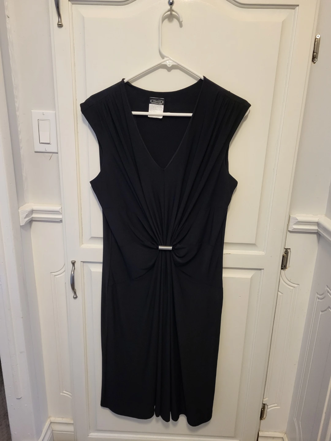 Black Ruched Dress with Silver Detail