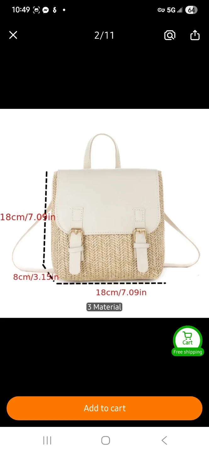 Straw and Faux Leather Backpack Purse - photo 2