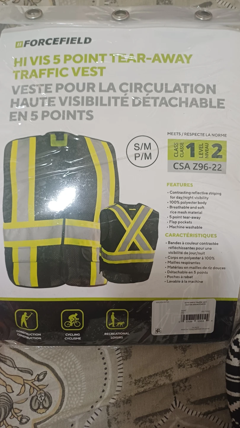 FORCEFIELD Hi Vis 5 Point Tear-Away Traffic Vest S/M
