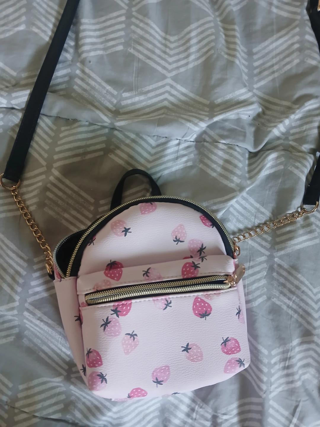 Pink Strawberry Mini Backpack Purse